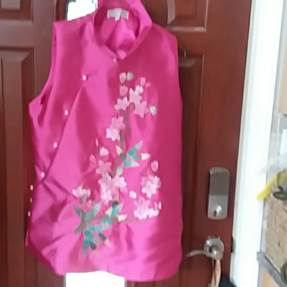 Custom fitted hot pink embroidered vest